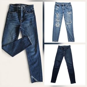 Bundle American Eagle Outfitters AEO Dark Straight Jeans Denim Size 00 Short